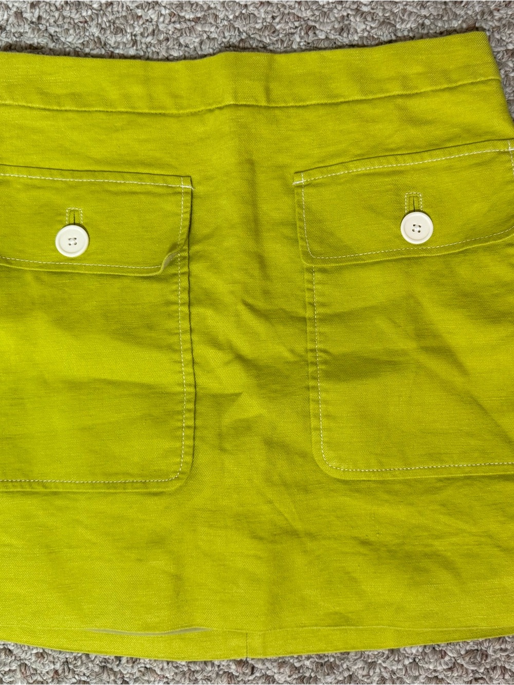 J. Crew lime green Mini Skirt with Buttoned Patch Pockets